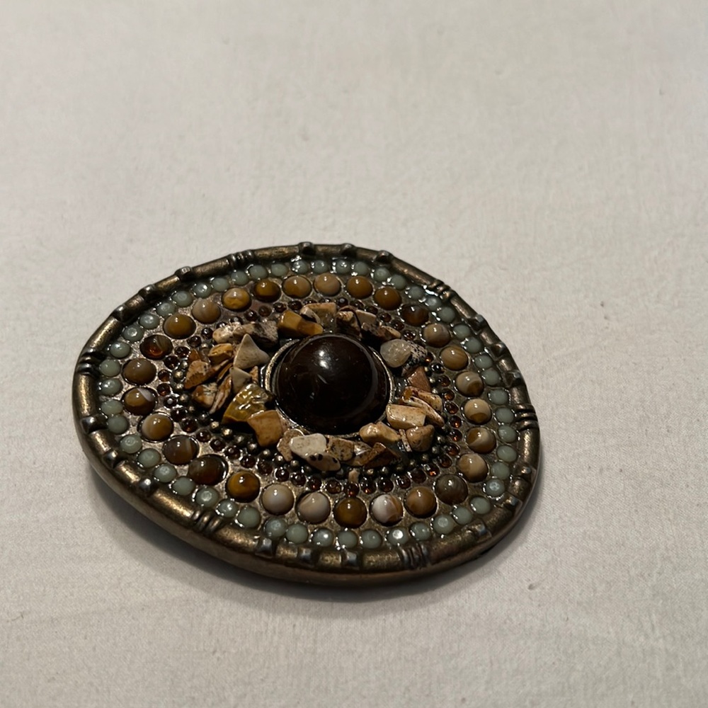 Belt Buckle Brass With Assorted Stones